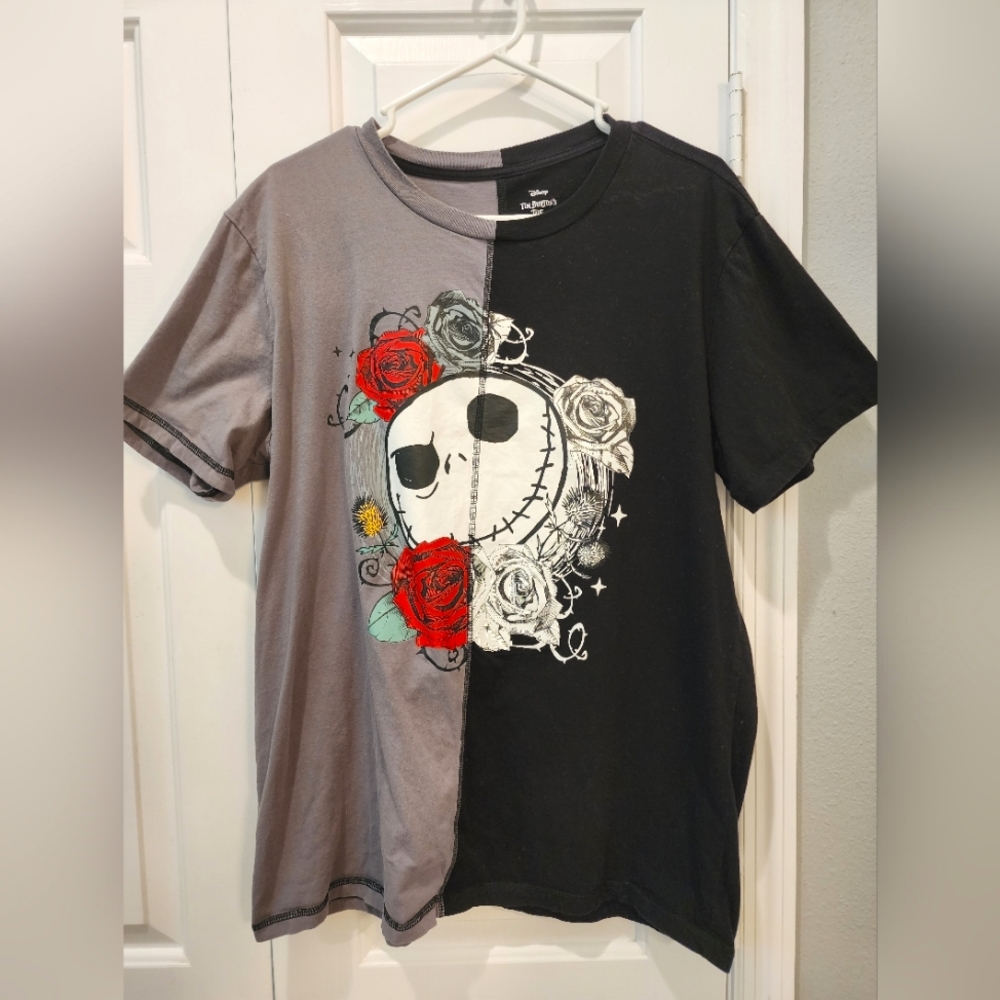 Disney The Nightmare Before Christmas Jack Skellington Floral Split T Shirt